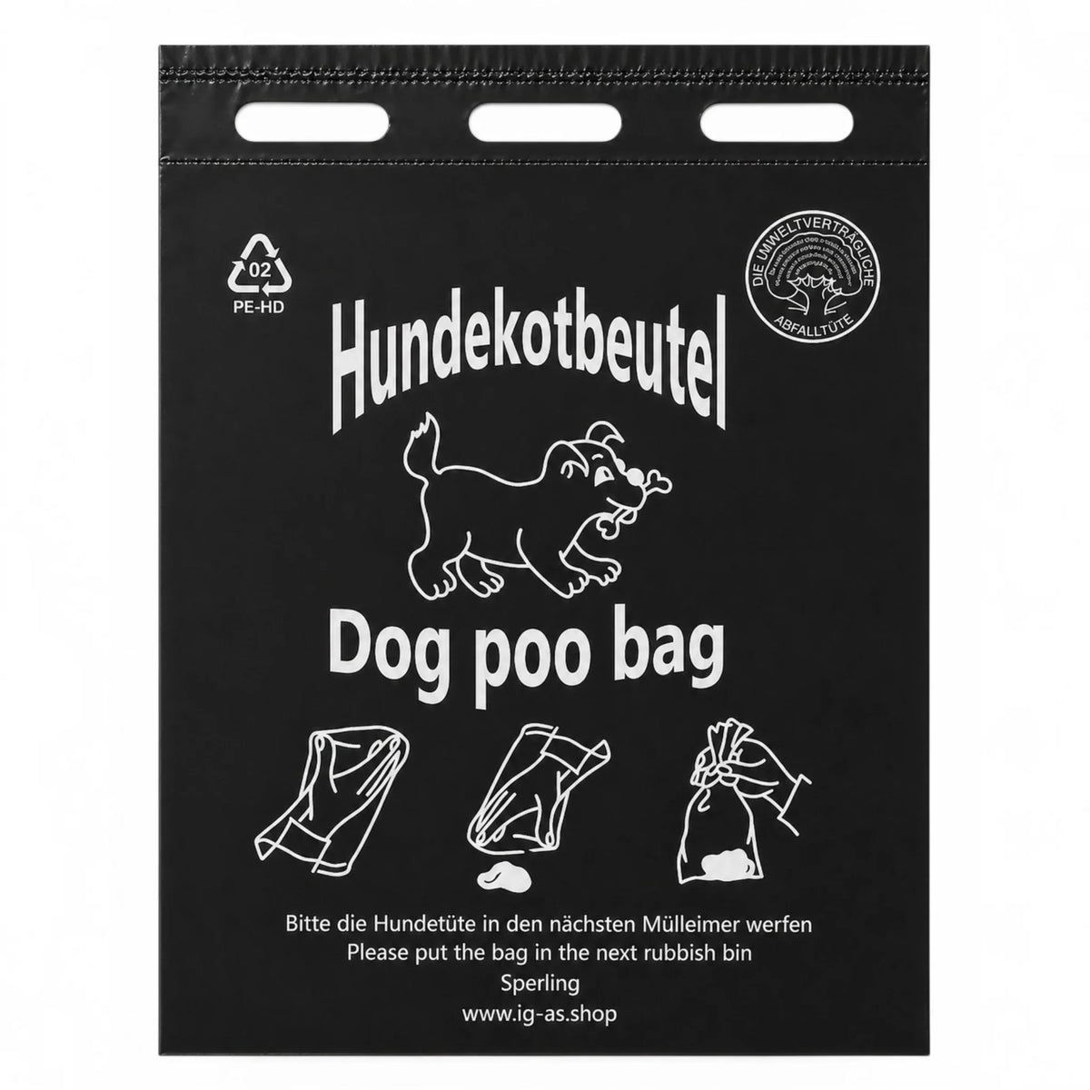 IG-AS Black Dog Poo Bags – 20 × 32 cm Poo Bags for Dogs, Blocks of 100