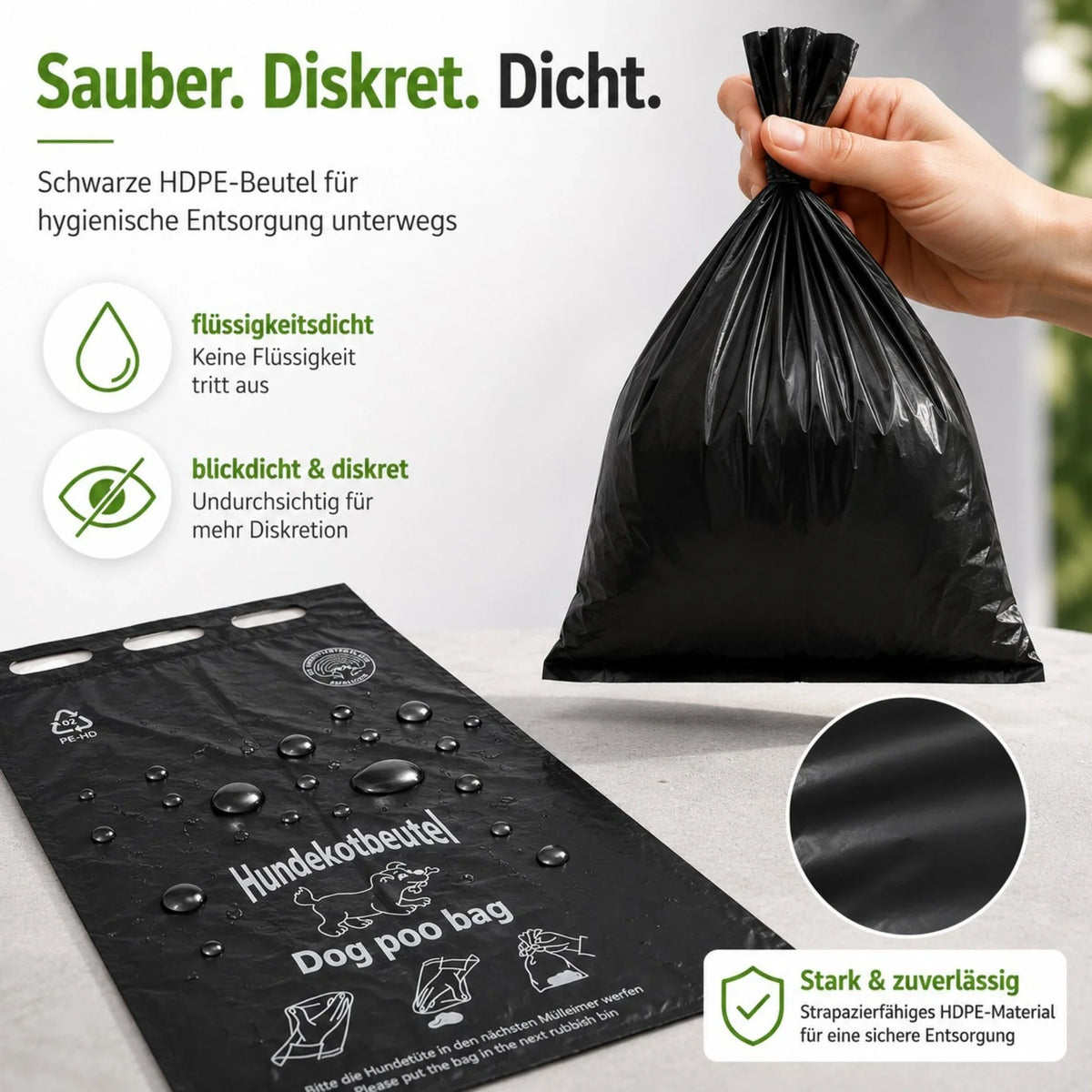 IG-AS Black Dog Poo Bags – 20 × 32 cm Poo Bags for Dogs, Blocks of 100