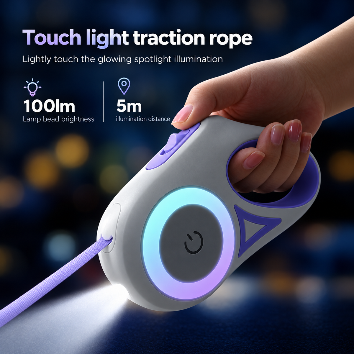 Retractable Dog Lead with LED Light – Extendable Dog Lead, 3 m or 5 m