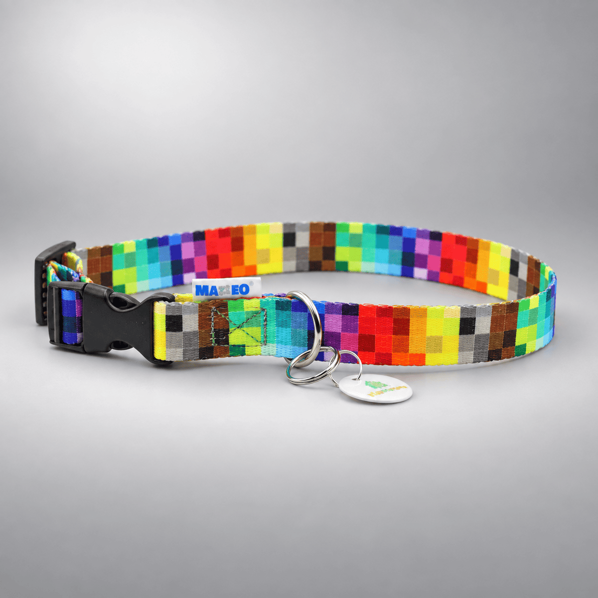 Matteo Dog Collar “Pixels” – Adjustable Dog Collar with Plastic Buckle