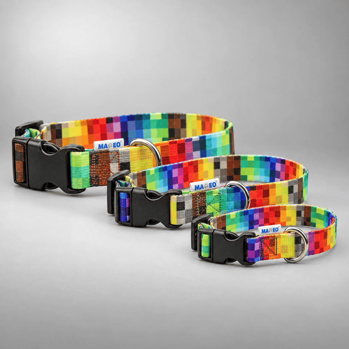 Matteo Dog Collar “Pixels” – Adjustable Dog Collar with Plastic Buckle