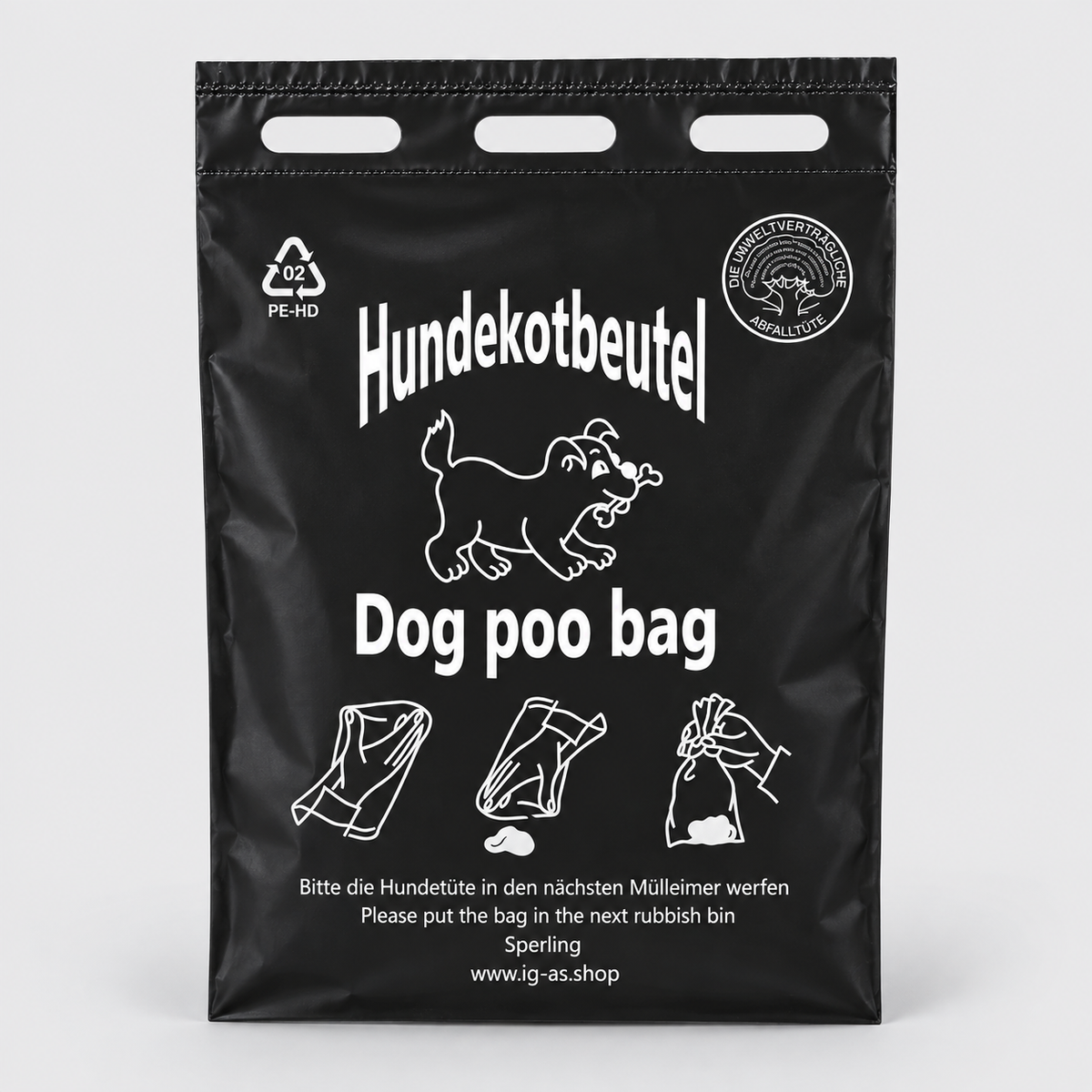 IG-AS Black Dog Poo Bags – 20 × 32 cm Poo Bags for Dogs, Blocks of 100