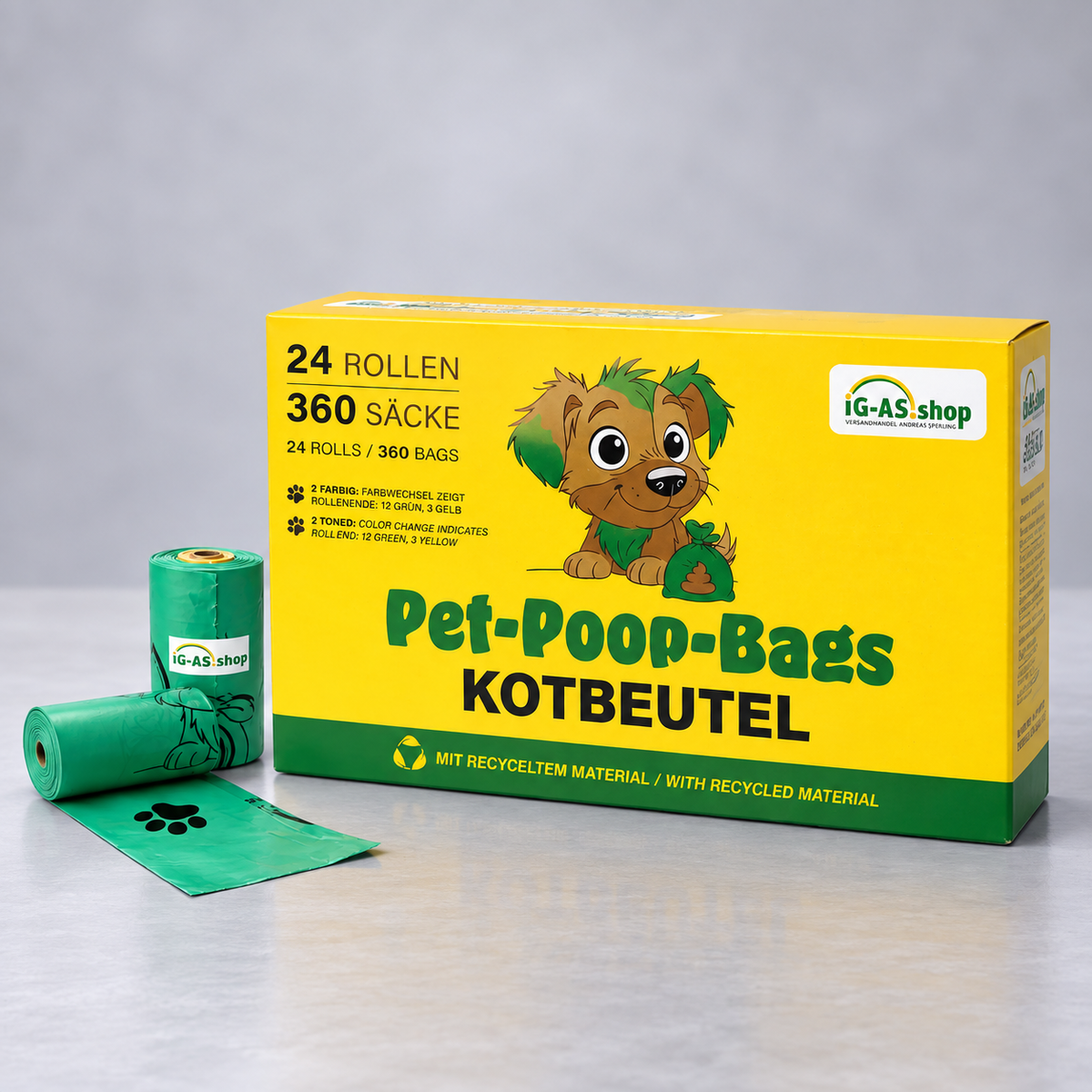 IG-AS Dog Poo Bags, Berry Scented – 360 Poo Bags for Dogs on 24 Rolls