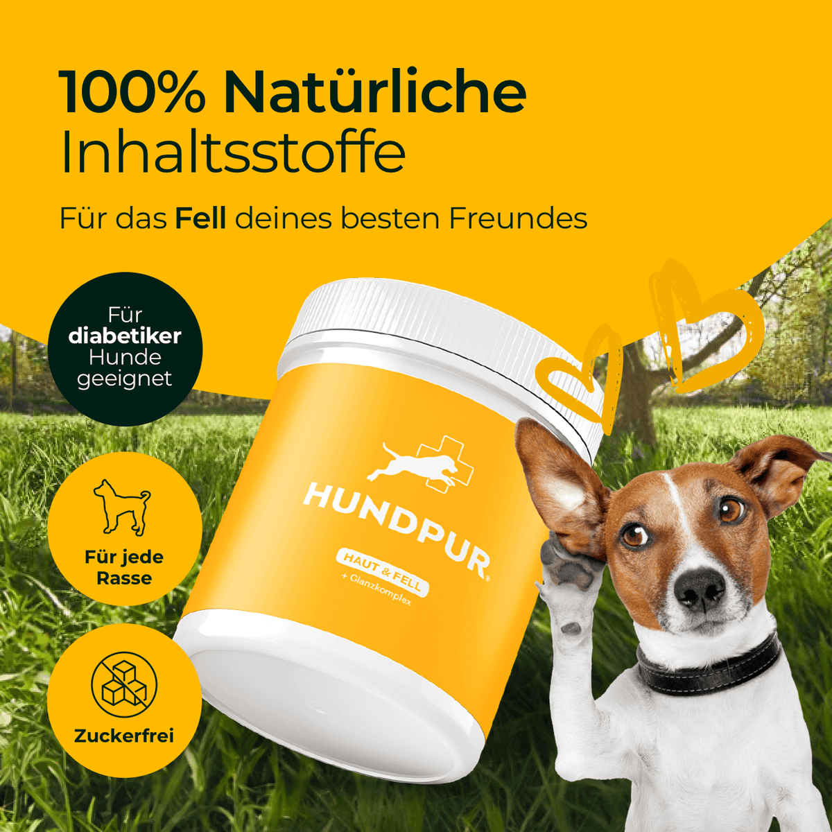 Hundpur® Skin & Coat – Dog Coat Supplement with Zinc & Biotin