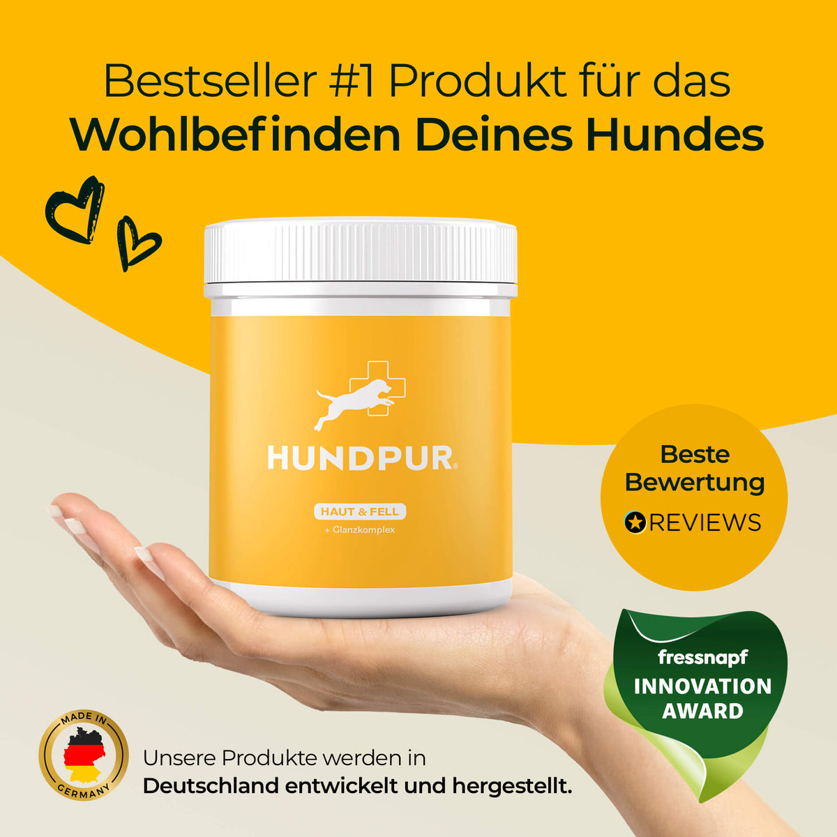 Hundpur® Skin & Coat – Dog Coat Supplement with Zinc & Biotin