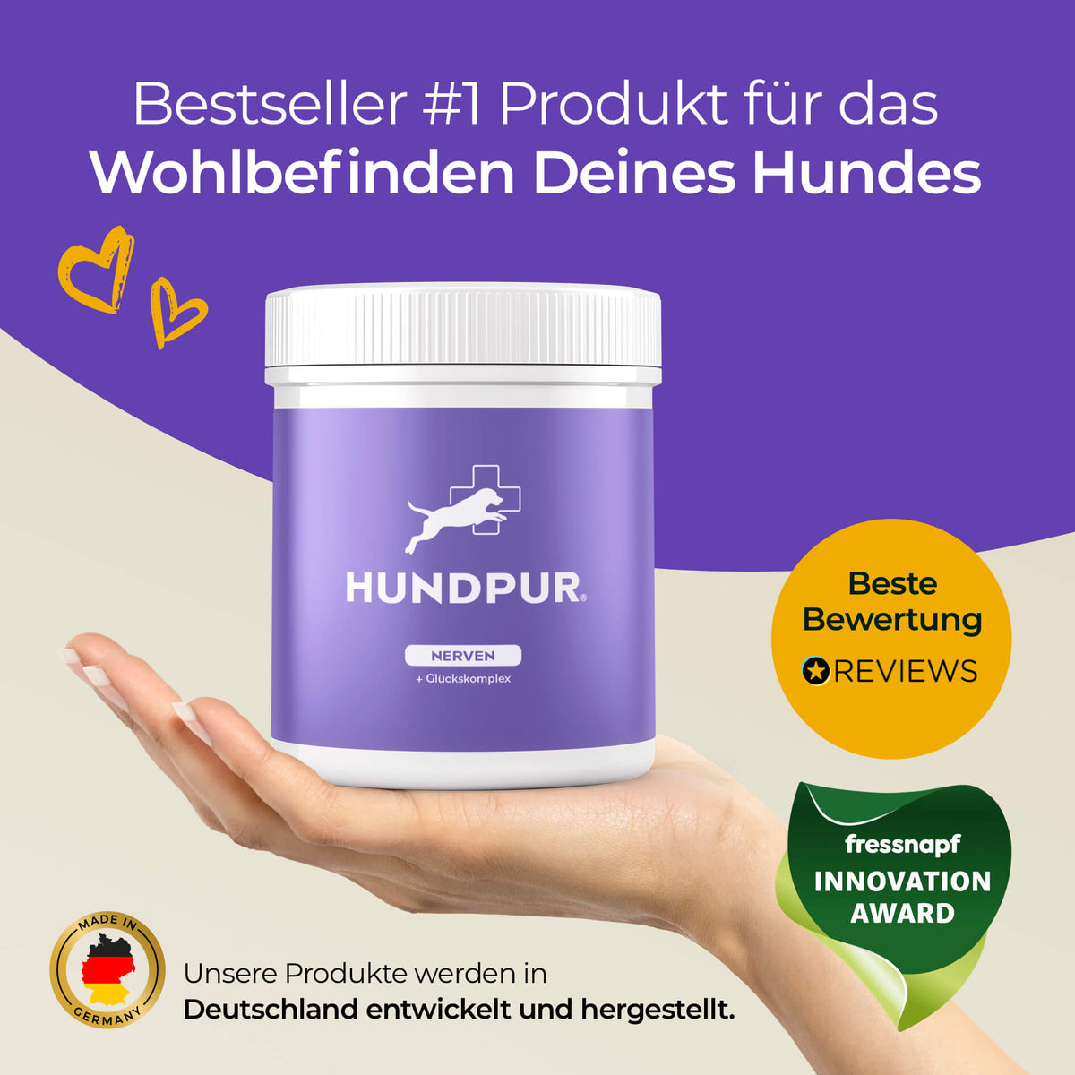 Hundpur® Nerven – Calming for Dogs under Stress, Magnesium & Herbs
