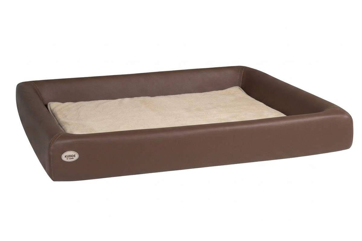 SABRO KUDDE Faux Leather Dog Bed – Wipe-Clean, Cold or Memory Foam