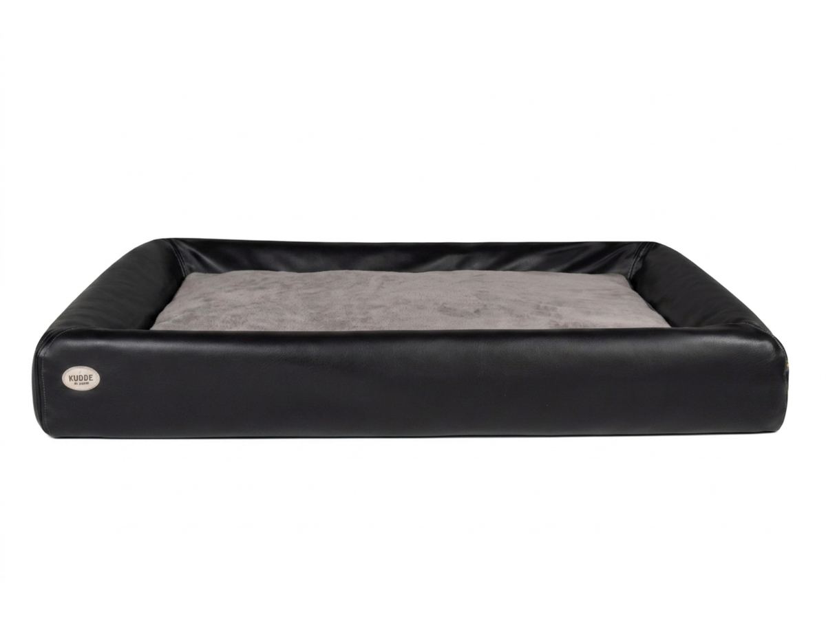 SABRO KUDDE Faux Leather Dog Bed – Wipe-Clean, Cold or Memory Foam