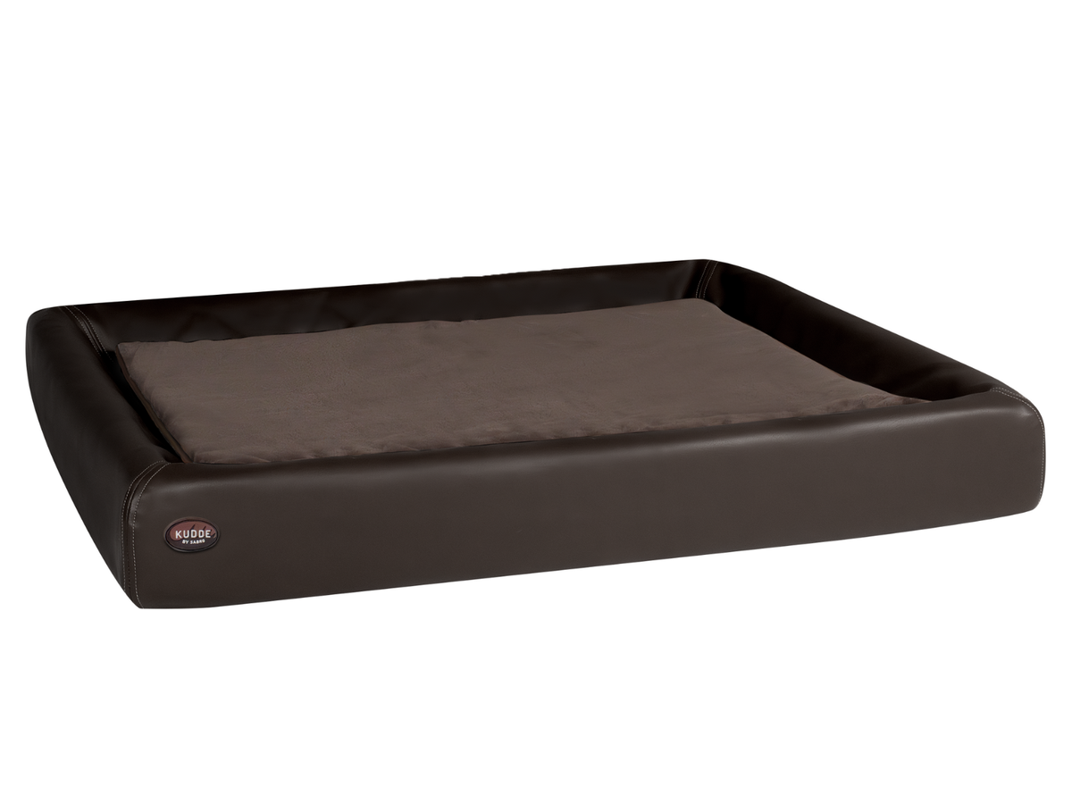 SABRO KUDDE Faux Leather Dog Bed – Wipe-Clean, Cold or Memory Foam