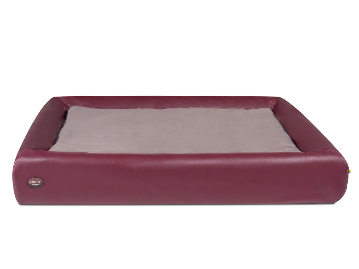 SABRO KUDDE Faux Leather Dog Bed – Wipe-Clean, Cold or Memory Foam