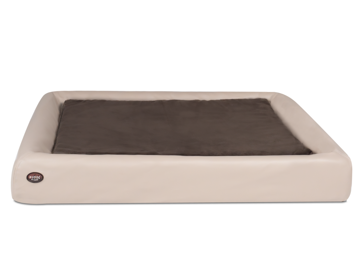 SABRO KUDDE Faux Leather Dog Bed – Wipe-Clean, Cold or Memory Foam
