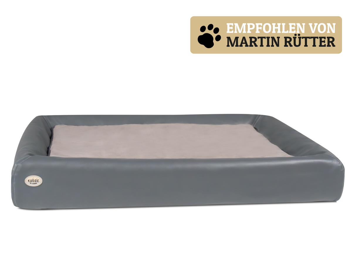 SABRO KUDDE Faux Leather Dog Bed – Wipe-Clean, Cold or Memory Foam