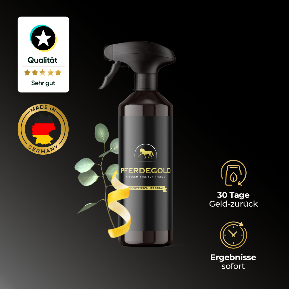 Pferdegold® Horse Fly Spray – Fly Spray for Horses, 500 ml Pump Bottle