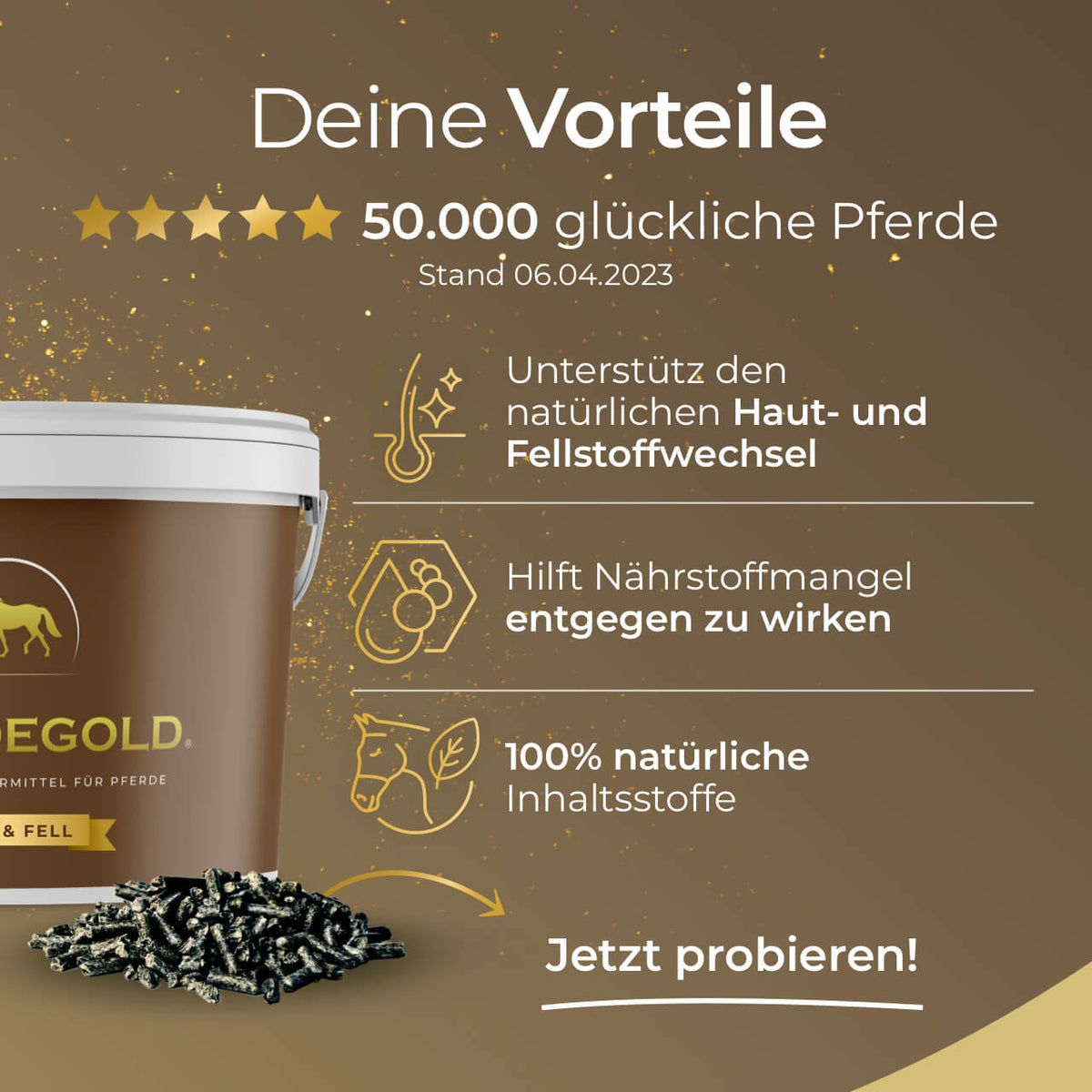 Pferdegold® Skin & Coat – Zinc & Biotin for Horses, Pellets, 1.5 kg