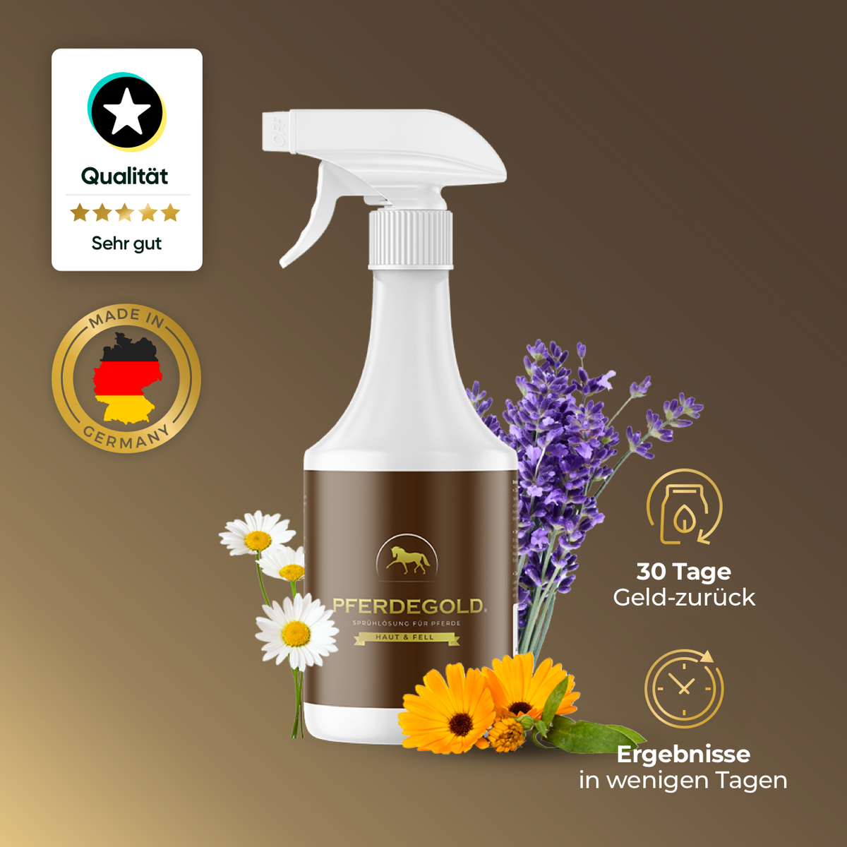 Pferdegold® Skin & Coat Spray – Horse Skin Care, Coat Shine Spray, 1 L