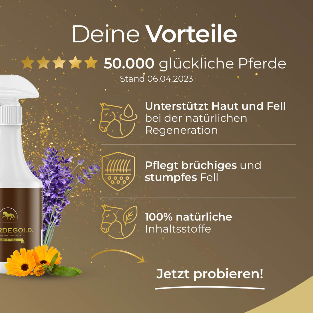 Pferdegold® Skin & Coat Spray – Horse Skin Care, Coat Shine Spray, 1 L