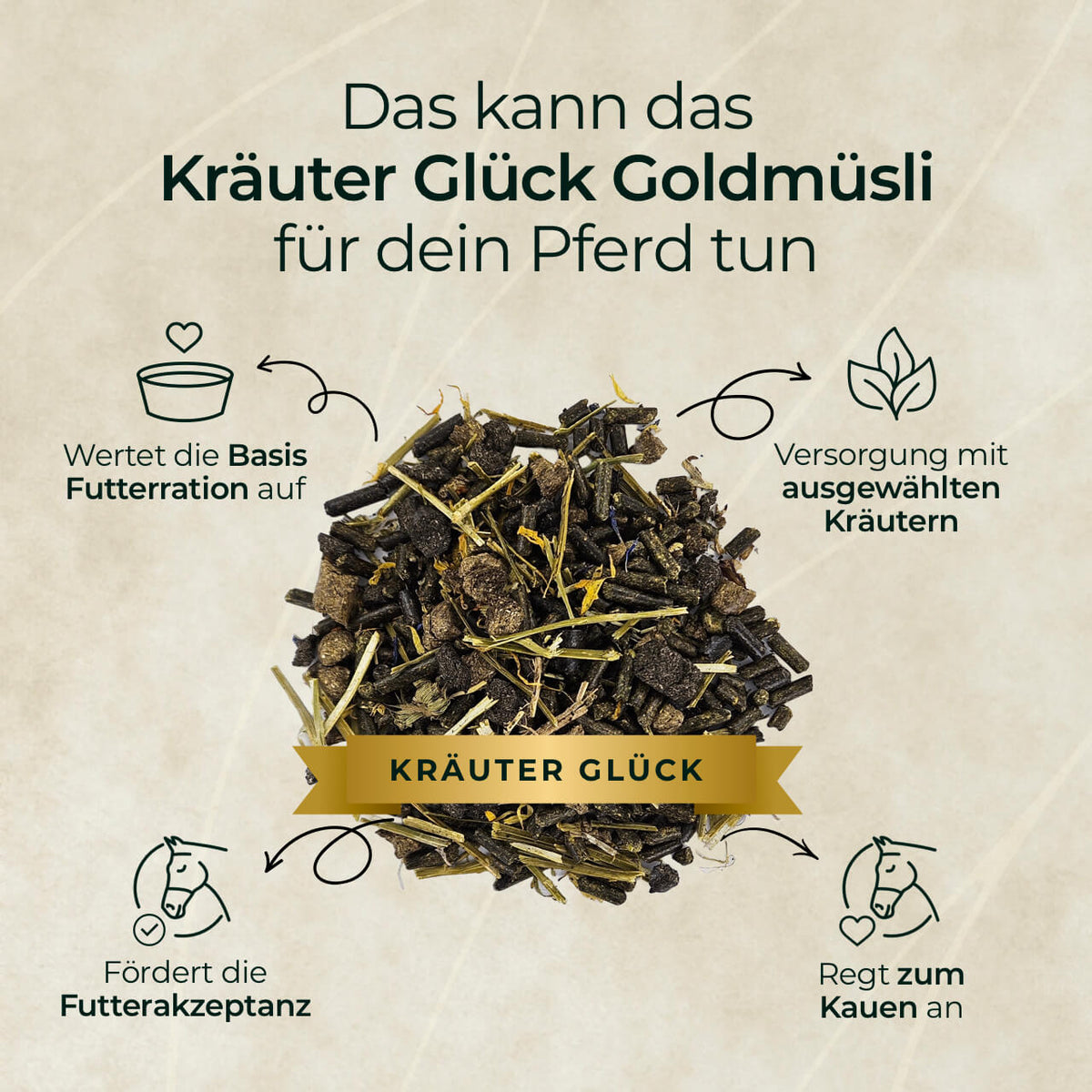 Pferdegold® Goldmüsli® Kräuter Glück – Horse Herbs Muesli, Grain-Free