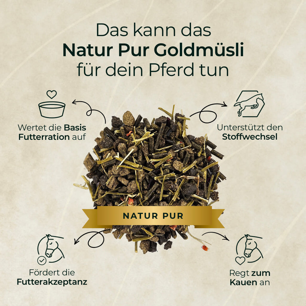 Pferdegold® Goldmüsli® Natur Pur – Pferdemüsli getreidefrei & faserreich
