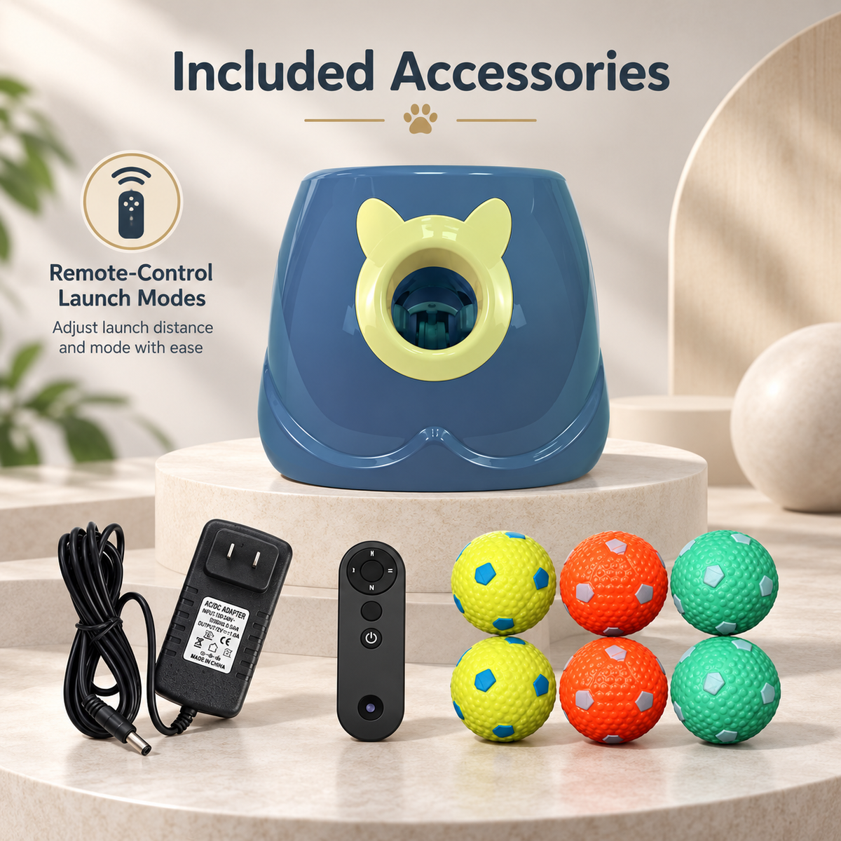 Happy Balls Dog Ball Launcher – Ball Thrower for Dogs, Remote/Manual
