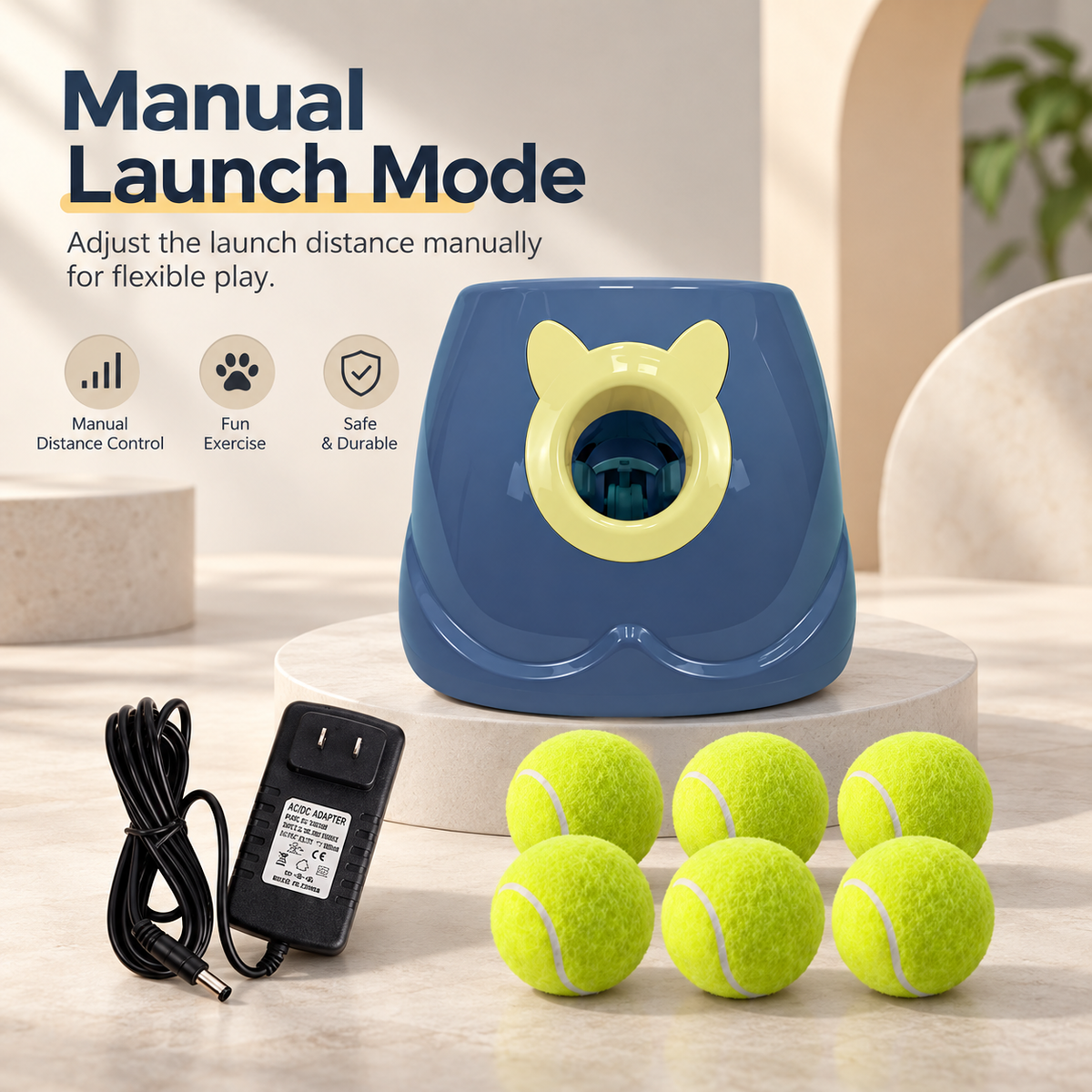 Happy Balls Dog Ball Launcher – Ball Thrower for Dogs, Remote/Manual