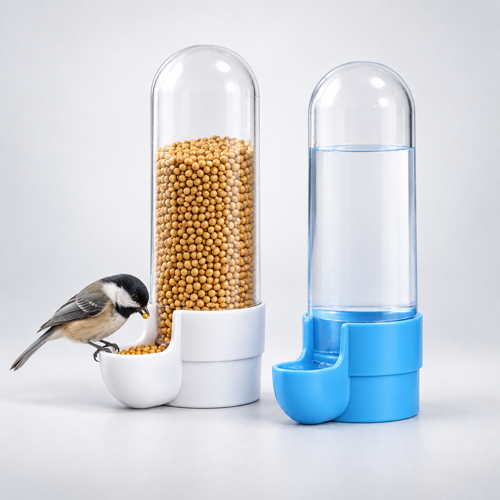 Bird Water Feeder for Cage – Bird Water Dispenser & Seed Feeder, 90 ml