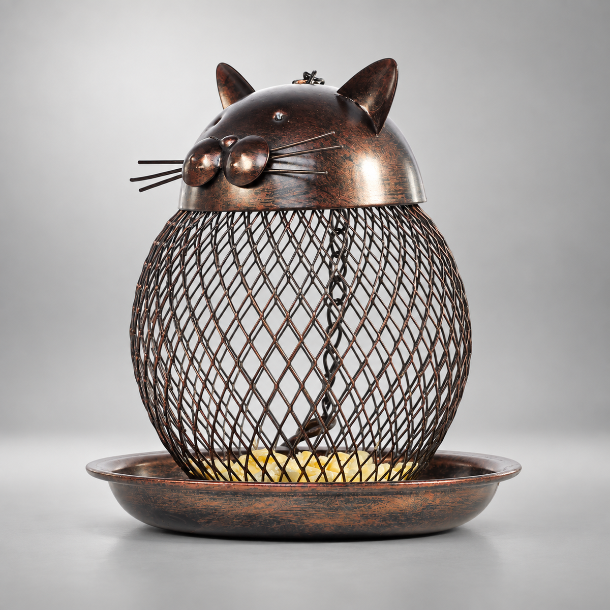 Metal Bird Feeder in Cat Shape – Decorative Vintage Cat Bird Feeder
