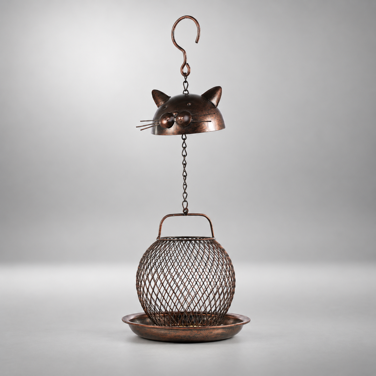 Metal Bird Feeder in Cat Shape – Decorative Vintage Cat Bird Feeder