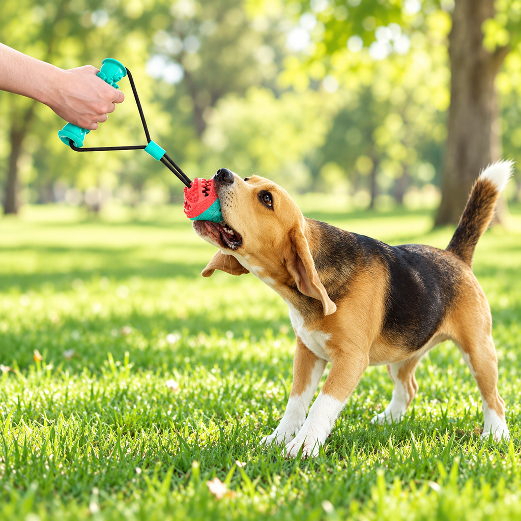 Dog Tug Toy – Dog Tug of War Toy, TPR Training Ball with Rope & Handle