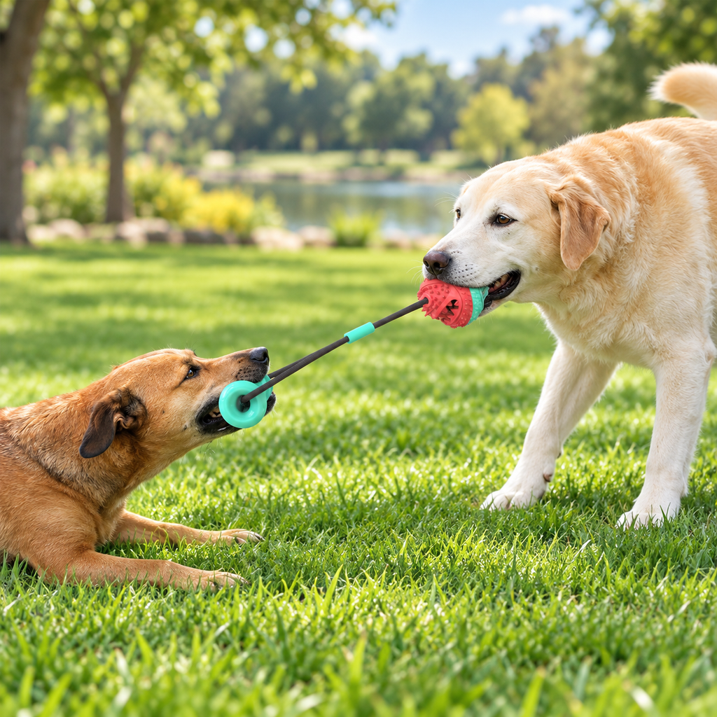 Dog Tug Toy – Dog Tug of War Toy, TPR Training Ball with Rope & Handle