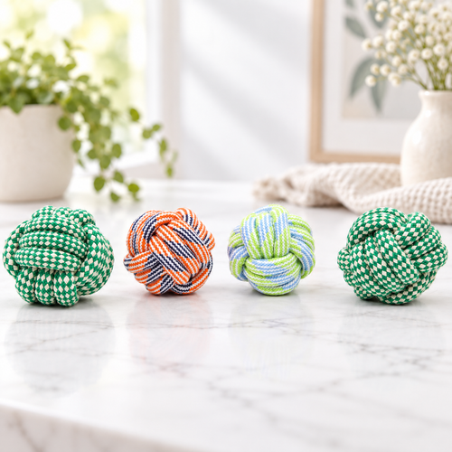 Cotton Rope Ball Dog Toy, 5 cm – Small Rope Toy for Dogs & Cats