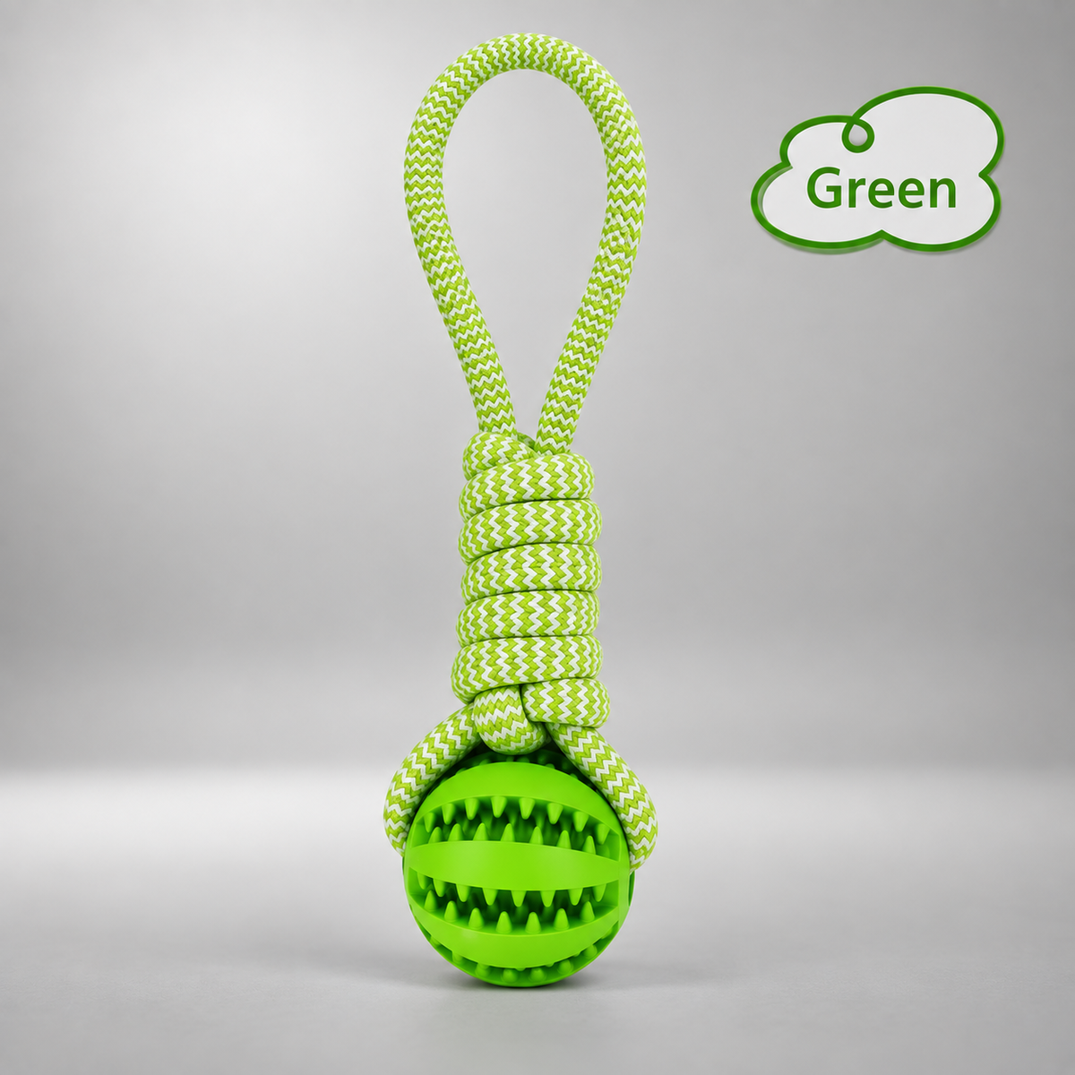 Dog Ball on a Rope – Rubber Dog Chew Toy with Cotton Rope, 25 cm