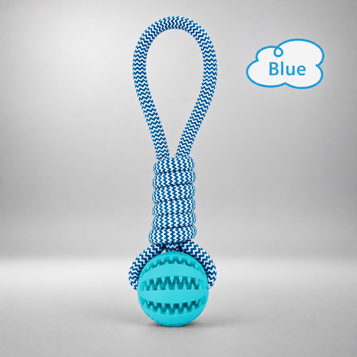 Dog Ball on a Rope – Rubber Dog Chew Toy with Cotton Rope, 25 cm