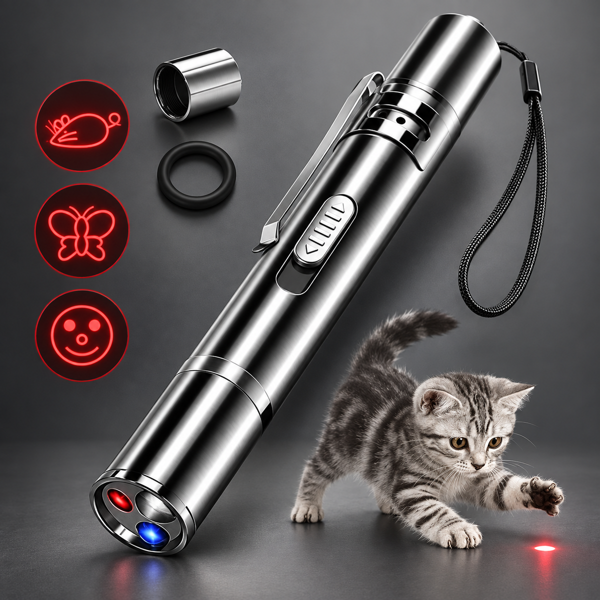 Rechargeable Cat Laser Toy 3-in-1 – Cat Laser Pointer, 4 Patterns & UV