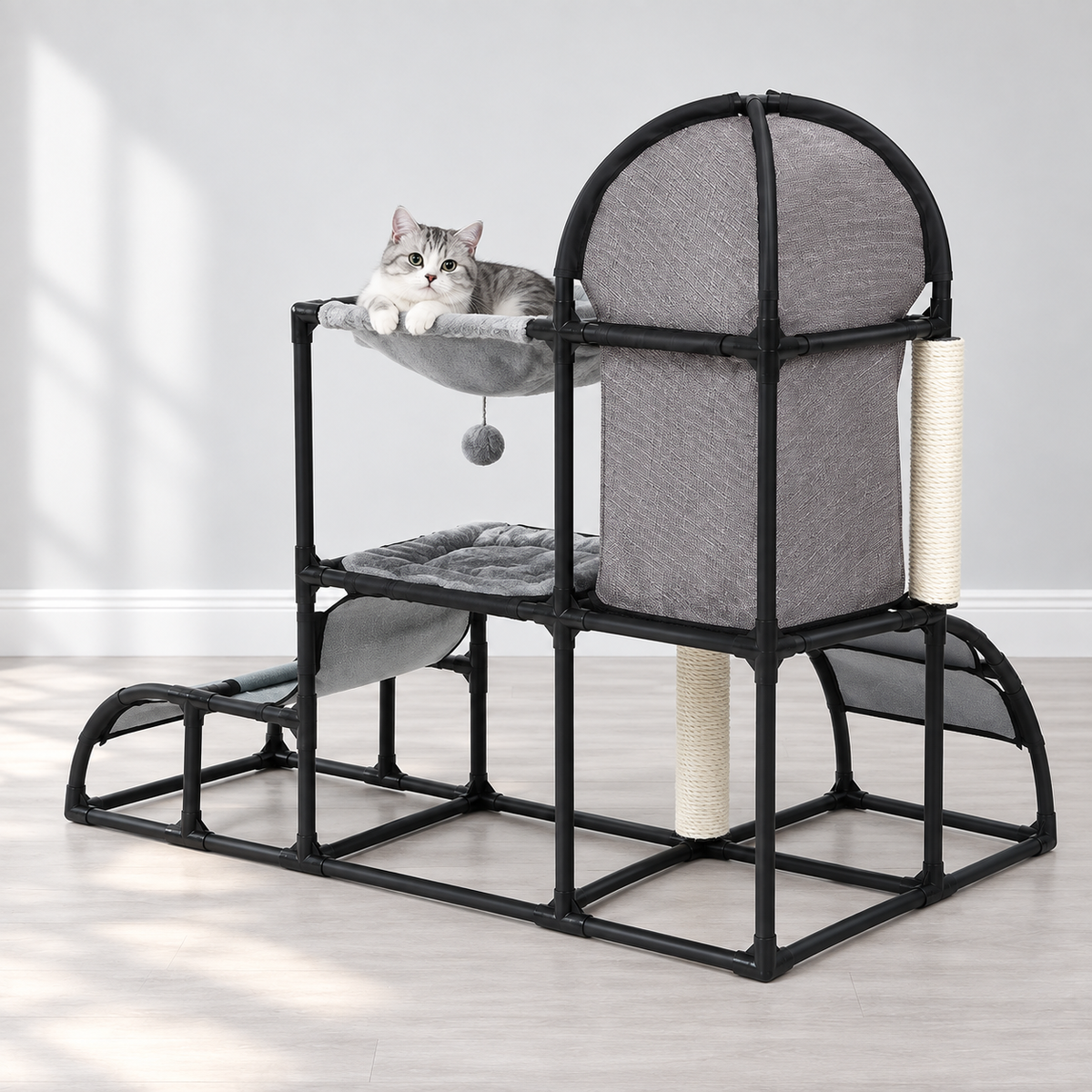 Cat Tree with Bed – Cat Tower with Bed, Hammock, Cave & Sisal Posts