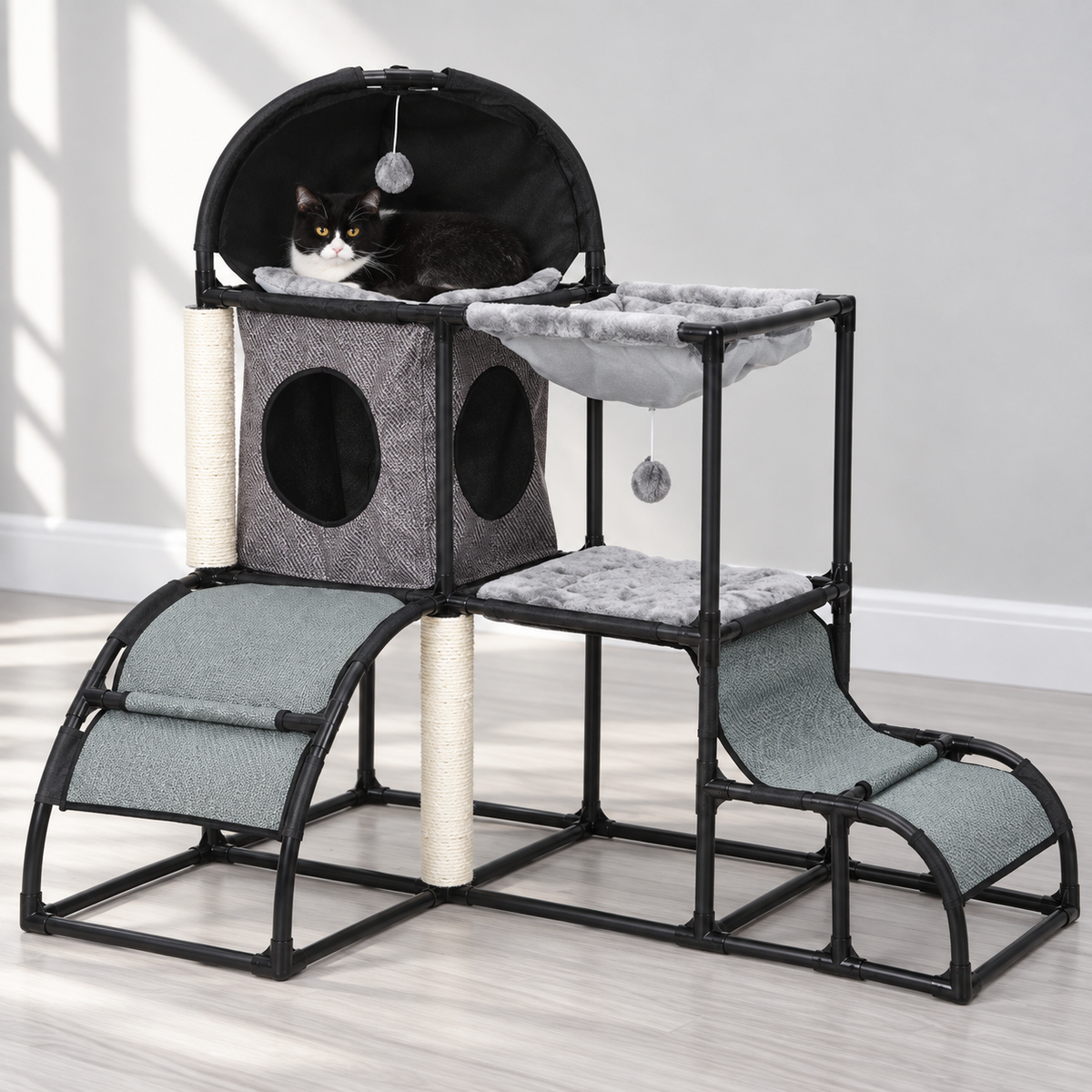 Cat Tree with Bed – Cat Tower with Bed, Hammock, Cave & Sisal Posts