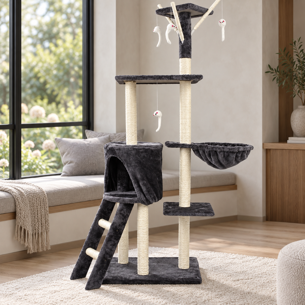 Medium Cat Tree, 138 cm – 5-Level Cat Tower with Sisal Posts