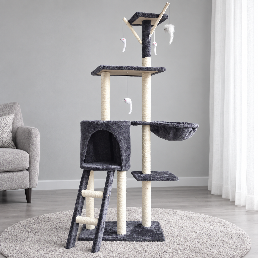 Medium Cat Tree, 138 cm – 5-Level Cat Tower with Sisal Posts