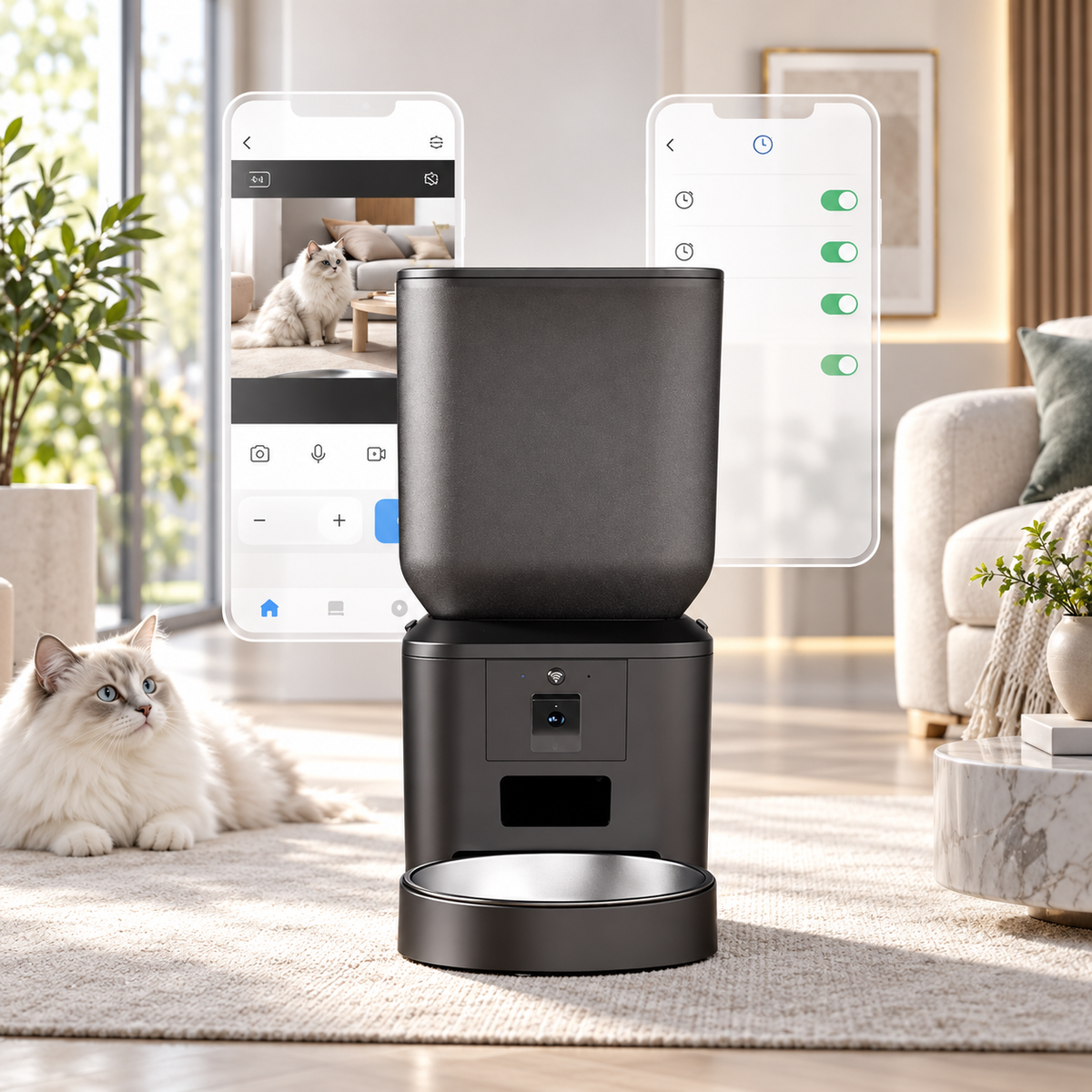 Automatic Cat Feeder with Camera – Wi-Fi Cat Feeder, HD, Cats & Dogs