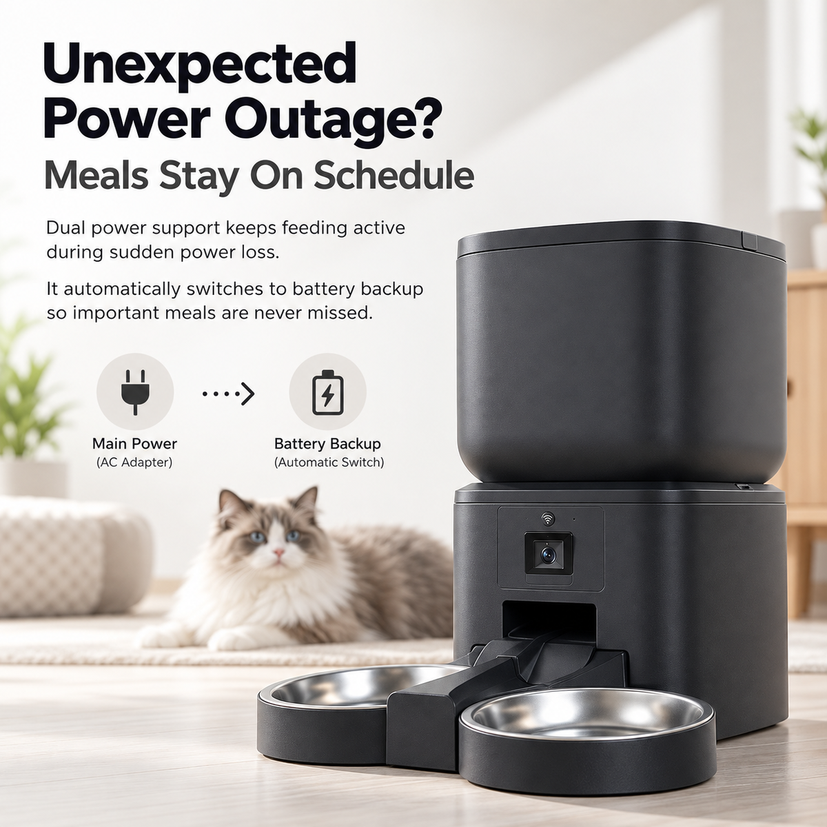 Automatic Cat Feeder with Camera – Wi-Fi Cat Feeder, HD, Cats & Dogs