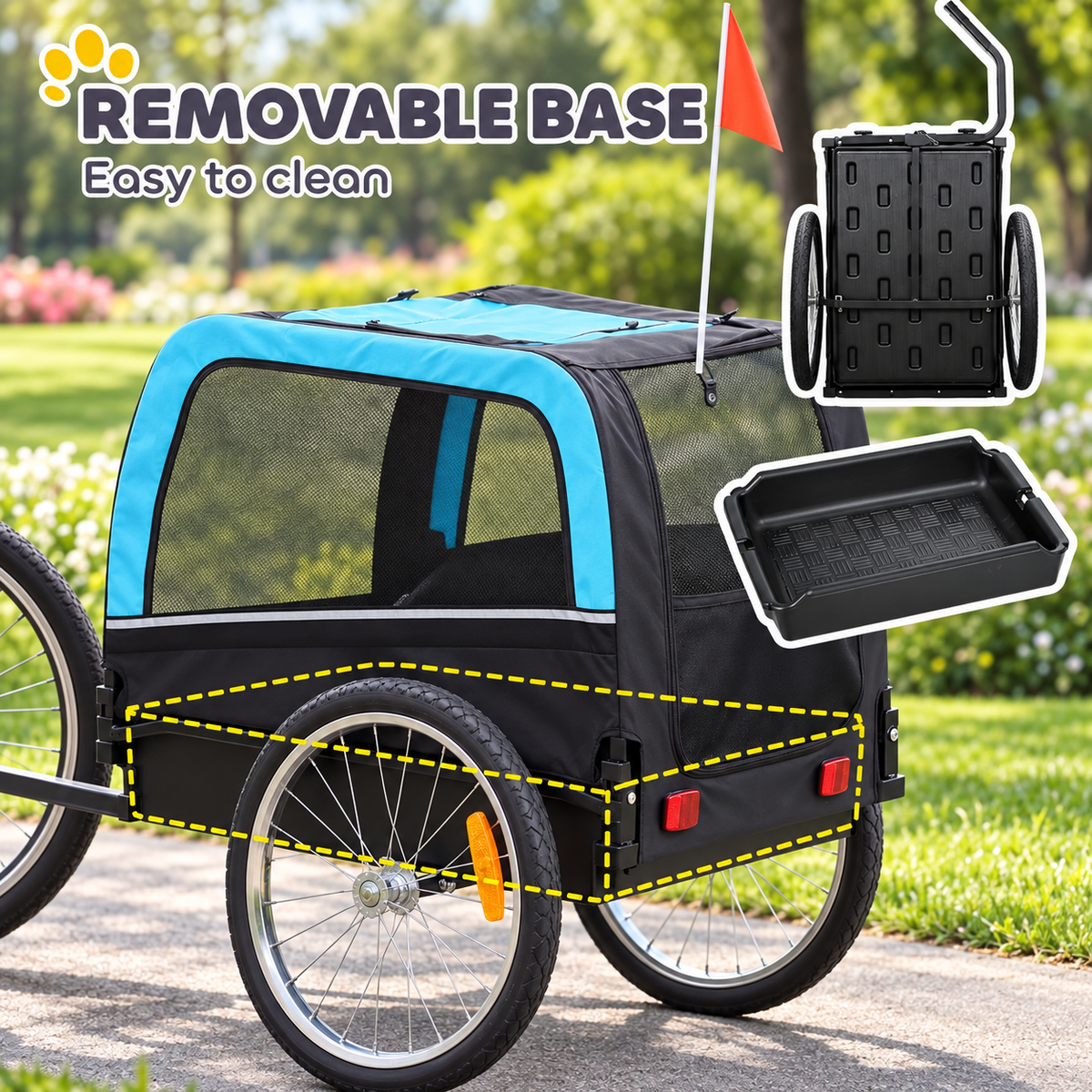 Dog Bike Trailer, 20-Inch Air Tyres – Dog Trailer for Bike, max. 20 kg