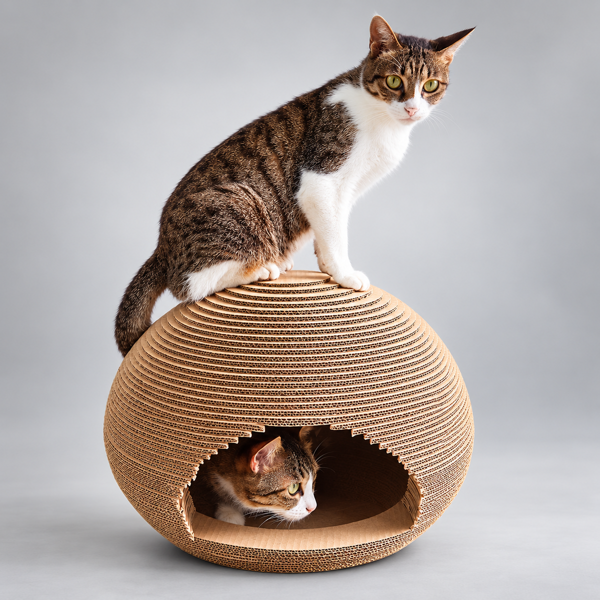 Cardboard Cat House & Cat Scratcher – Cat Scratching House with Catnip