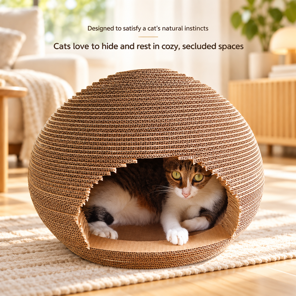 Cardboard Cat House & Cat Scratcher – Cat Scratching House with Catnip