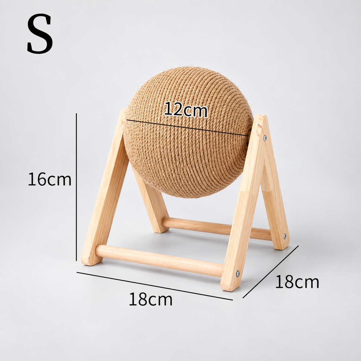 Sisal Cat Scratcher Ball – Cat Scratching Toy, Wooden Frame, 3 Designs