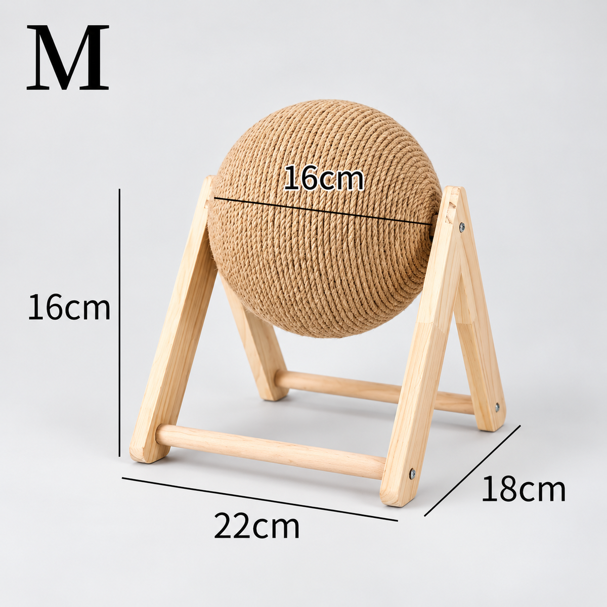Sisal Cat Scratcher Ball – Cat Scratching Toy, Wooden Frame, 3 Designs