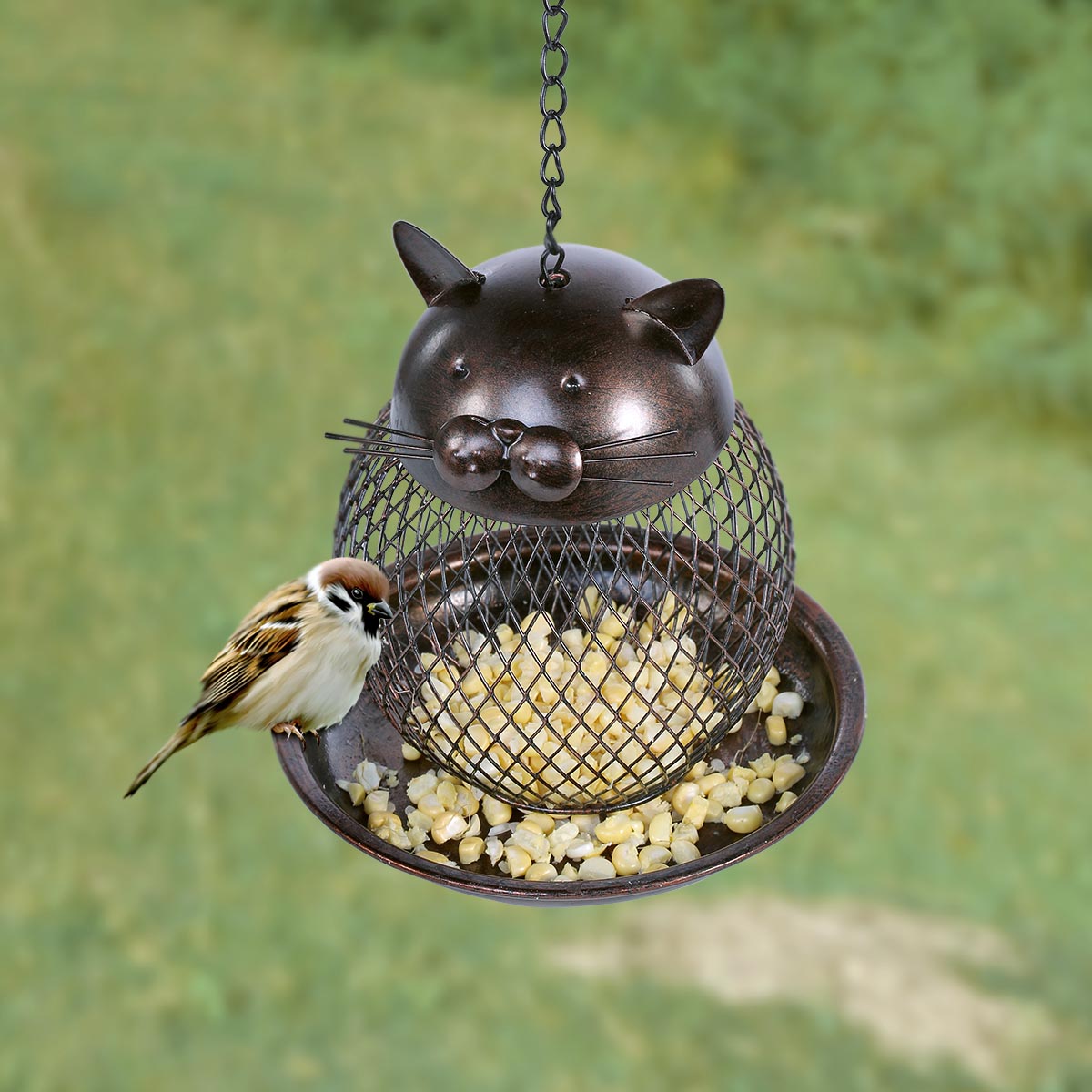 Metal Bird Feeder in Cat Shape – Decorative Vintage Cat Bird Feeder