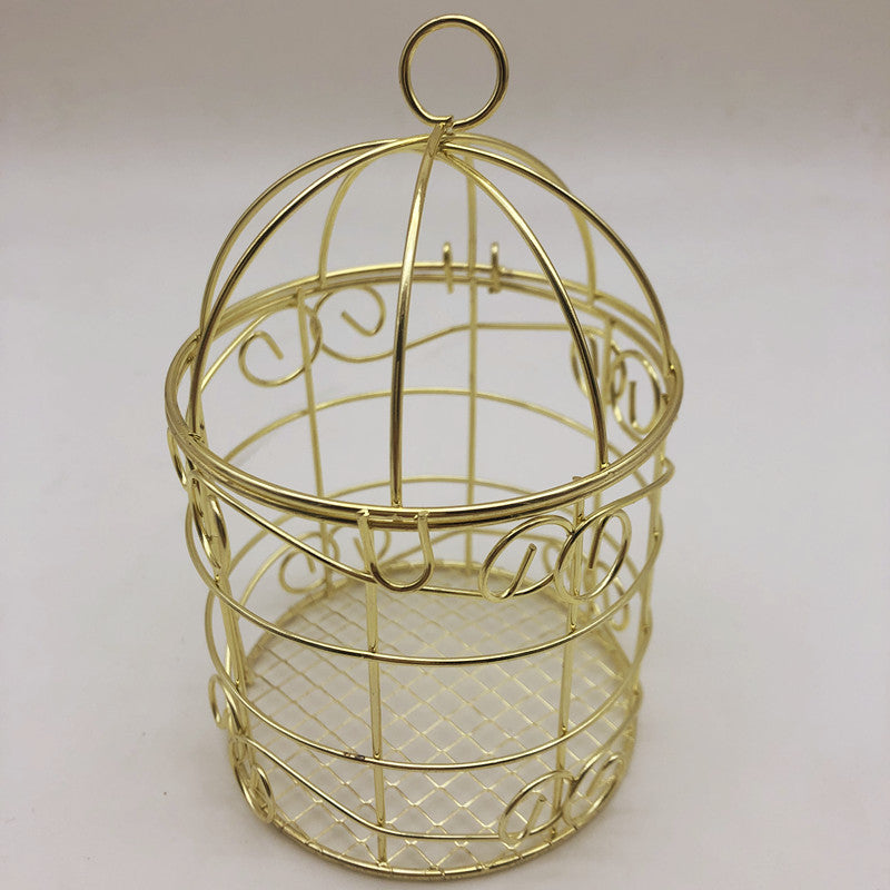 Decorative Birdcage in Gold – Mini Metal Bird Cage Ornament, 12.5 cm