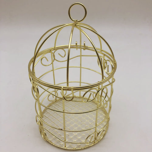 Decorative Birdcage in Gold – Mini Metal Bird Cage Ornament, 12.5 cm