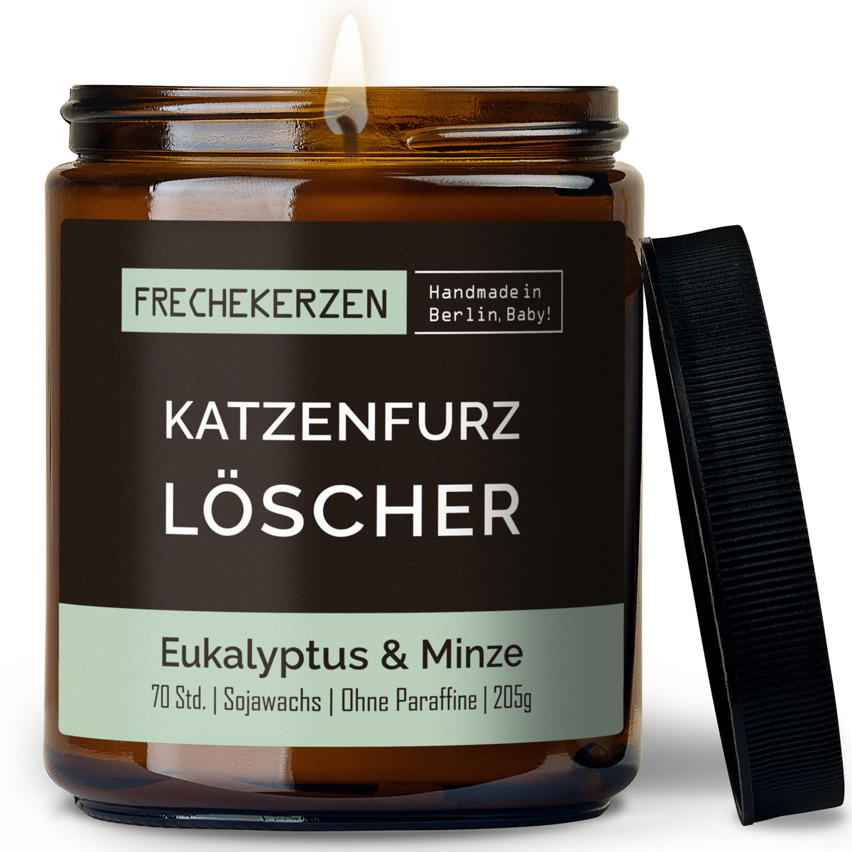 Funny Candle “Katzenfurz Löscher” – Soy Wax, Cat Lover Gift, 205 g