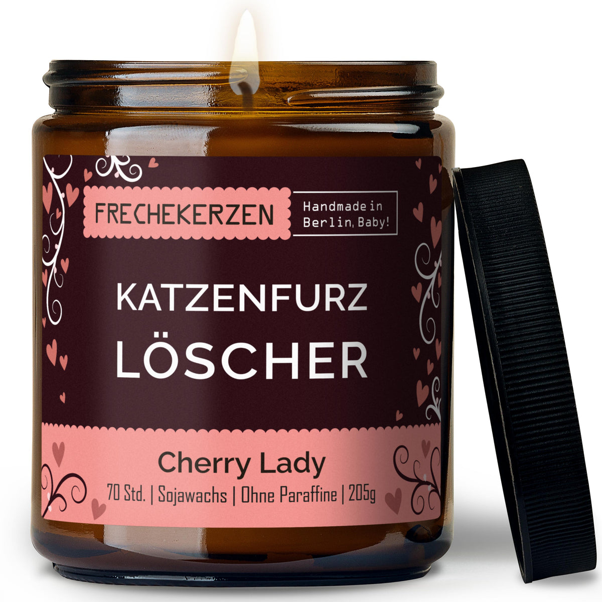 Funny Candle “Katzenfurz Löscher” – Soy Wax, Cat Lover Gift, 205 g