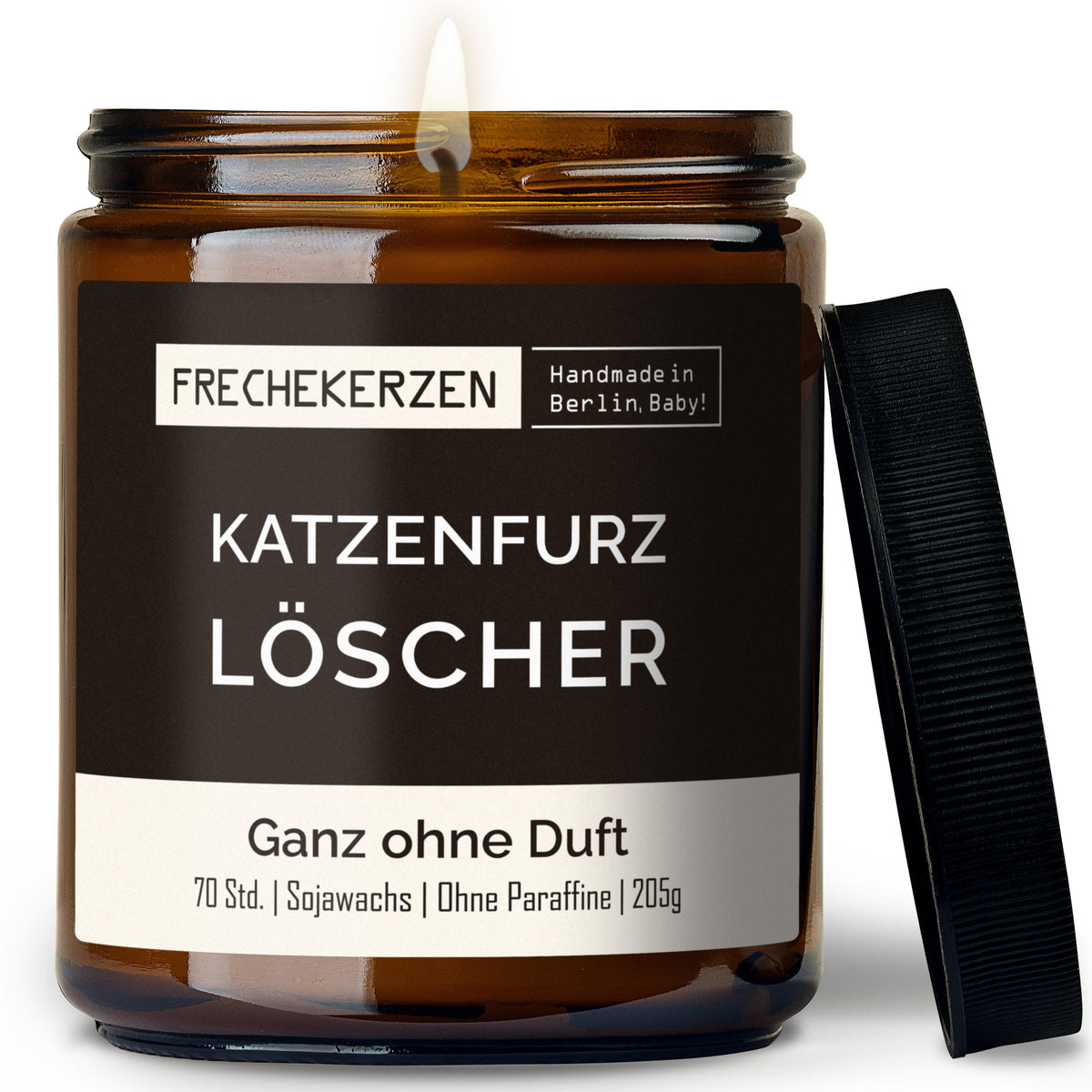 Funny Candle “Katzenfurz Löscher” – Soy Wax, Cat Lover Gift, 205 g
